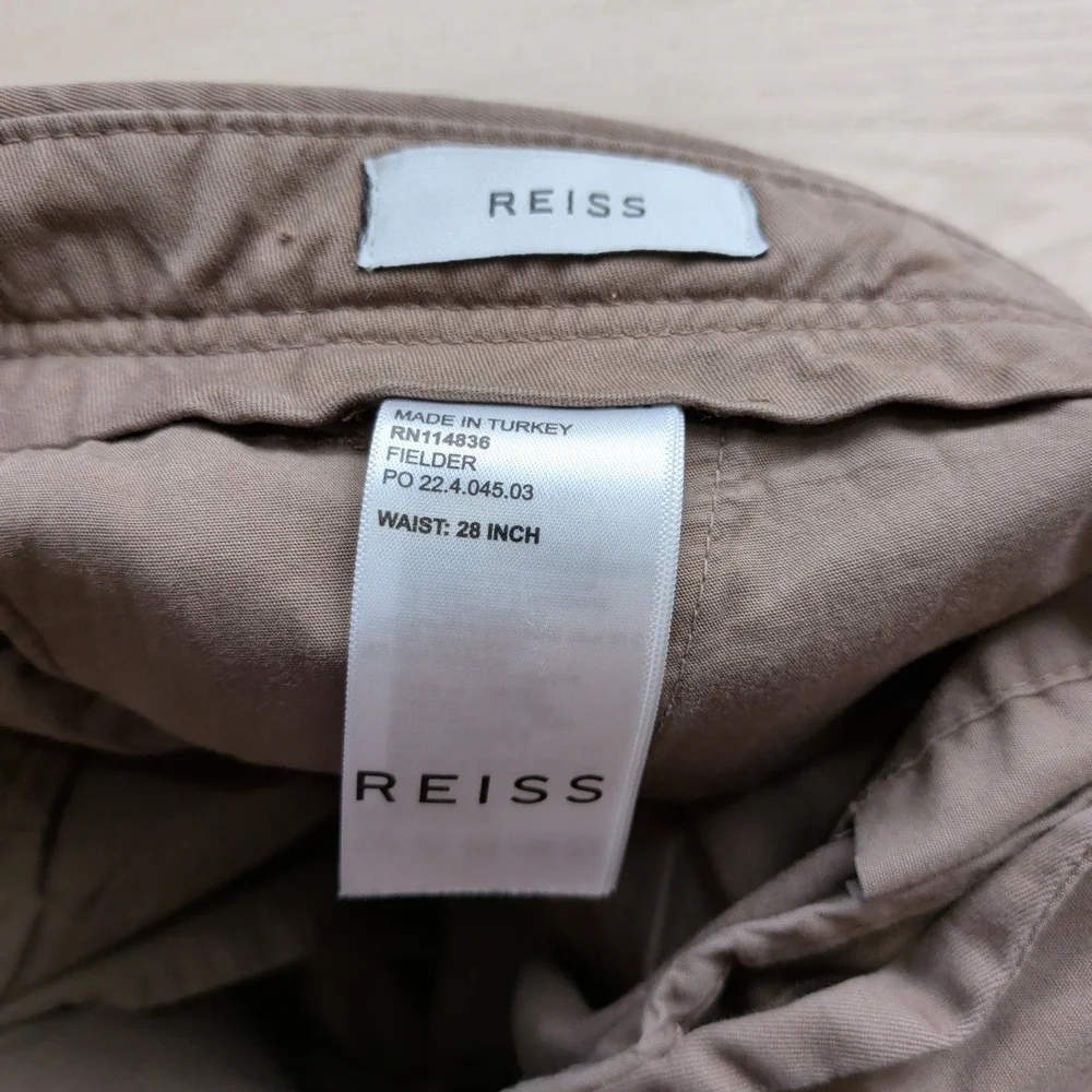 Reiss Fielder Chino Trousers Pants Mens 28x32 Brown Slim Cotton Blend
